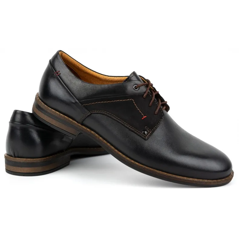 Kampol Chaussures homme casual élégant cuir 333KAM noir le noir