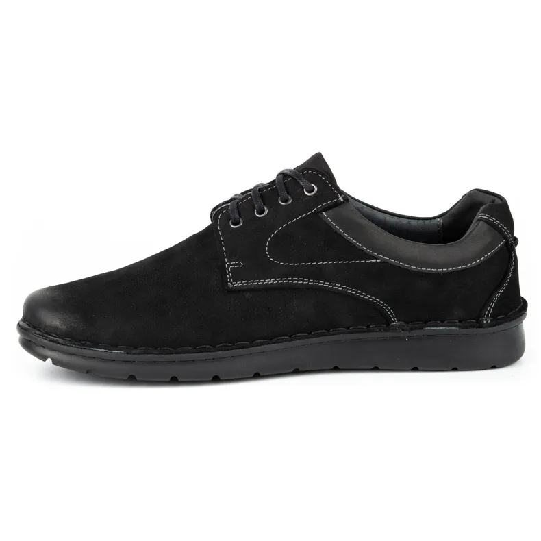 Kampol Chaussures homme cuir casual 13/3 nubuck noir le noir