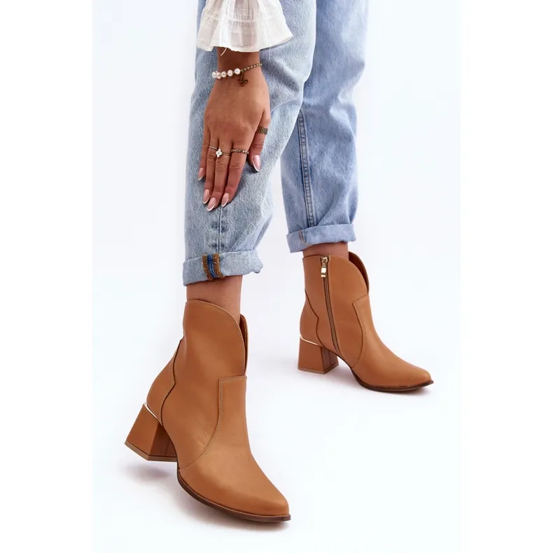 Lewski Shoes Bottes Cowboy En Cuir Pour Femme À Talon Haut Camel Lewski 3166/B/2 brun