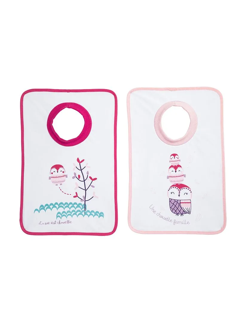 Lot de 2 bavoirs à enfiler - rose