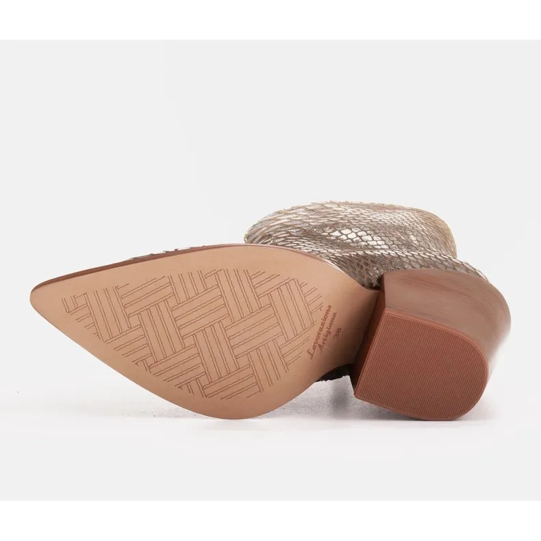 Marco Shoes Bottes de cowboy pour femmes en cuir naturel argent