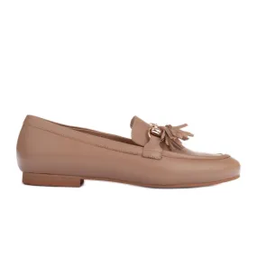 Marco Shoes Mocassins en cuir à franges beige