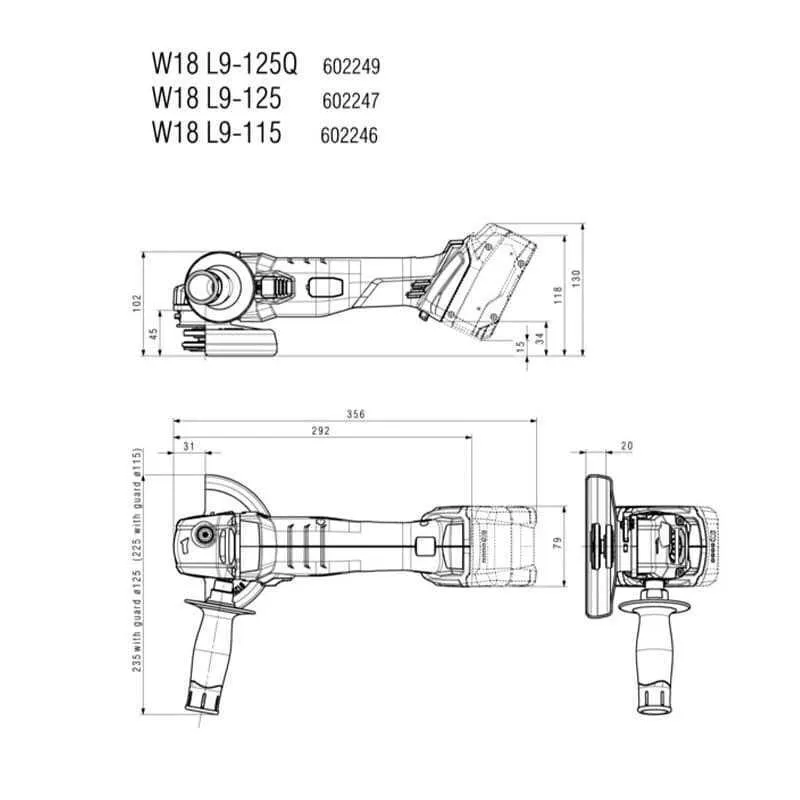 Meuleuse d'angle 18V Ø125 mm (Solo) metabox - METABO 602249840