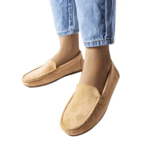 Mocassins beiges avec semelle Souplet en cuir
