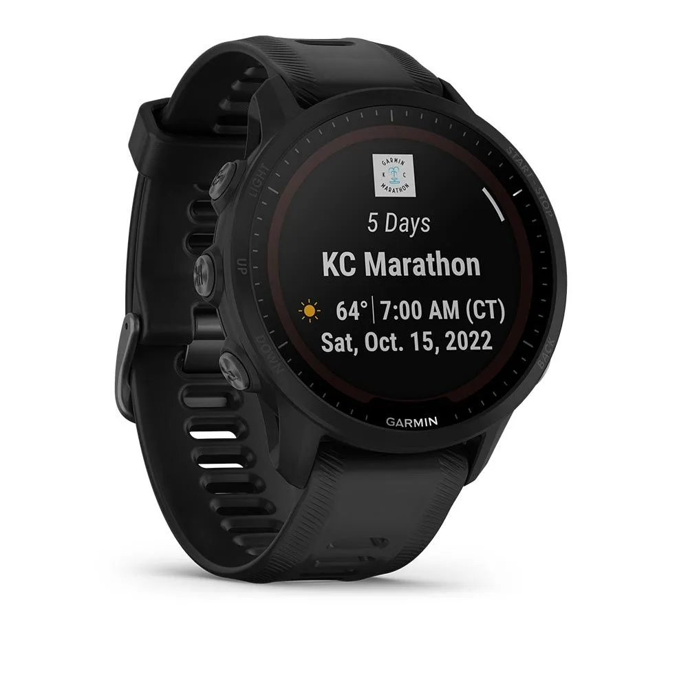 Montre connectée GPS de course à pied et de triathlon premium Garmin Forerunner 955 Solar Black - 010-02638-20