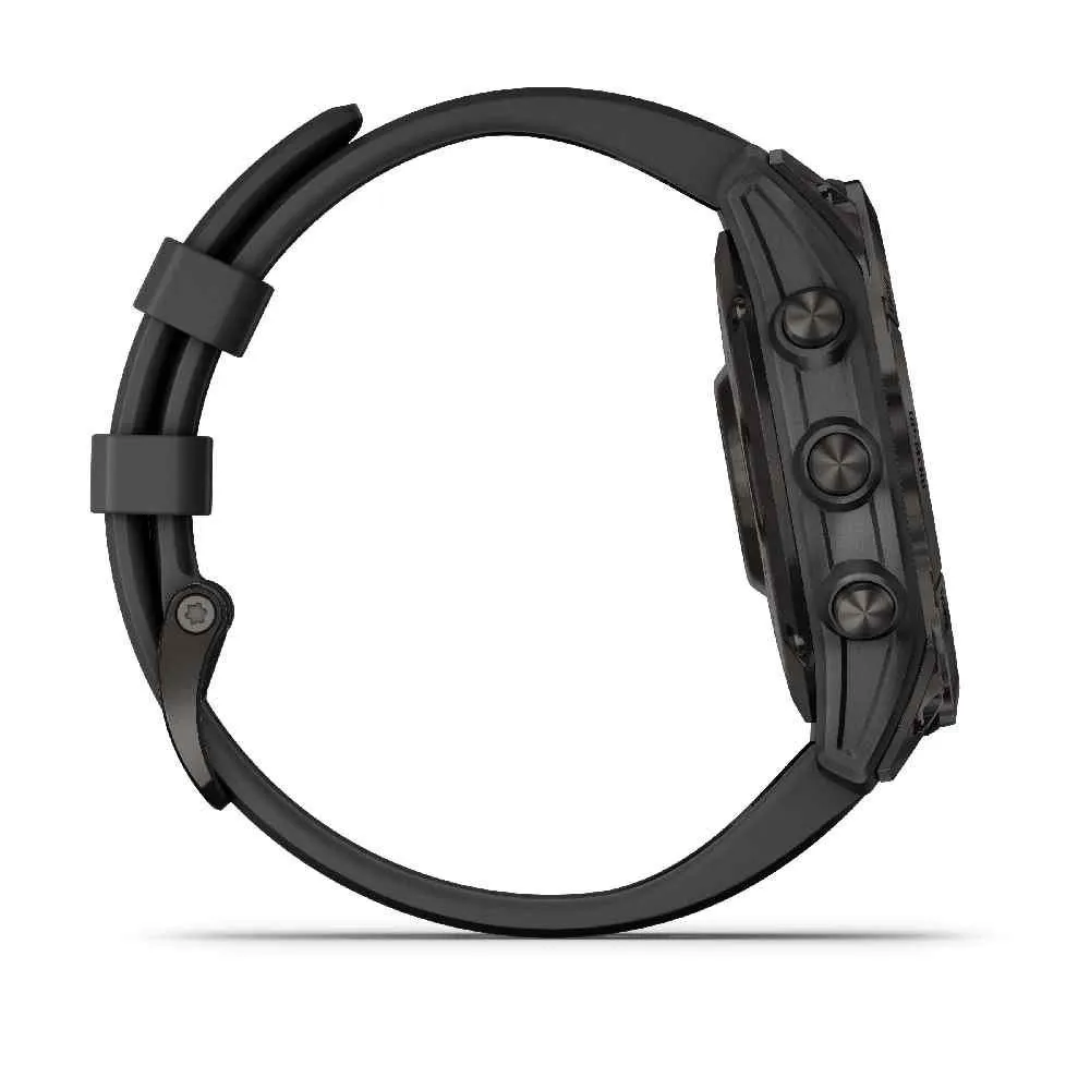 Montres de sport GARMIN | Garmin fenix 7 Sapphire Solar Titane Black DLC avec Bracelet silicone Noir | 010-02540-35