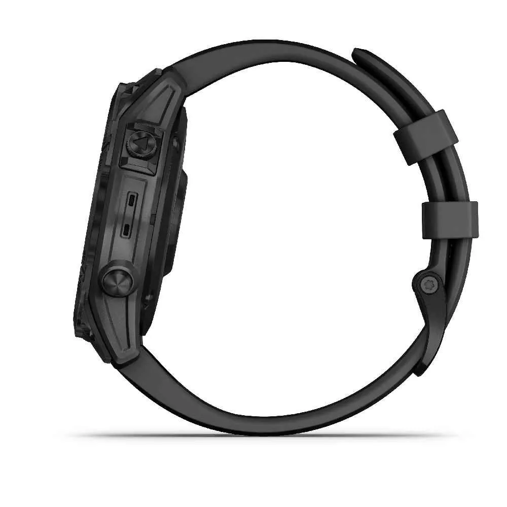 Montres de sport GARMIN | Garmin fenix 7 Sapphire Solar Titane Black DLC avec Bracelet silicone Noir | 010-02540-35