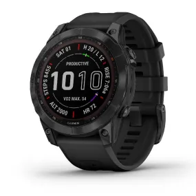 Montres de sport GARMIN | Garmin fenix 7 Sapphire Solar Titane Black DLC avec Bracelet silicone Noir | 010-02540-35