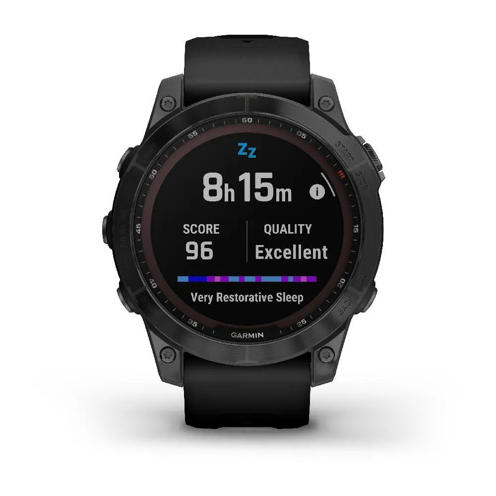 Montres de sport GARMIN | Garmin fenix 7 Sapphire Solar Titane Black DLC avec Bracelet silicone Noir | 010-02540-35