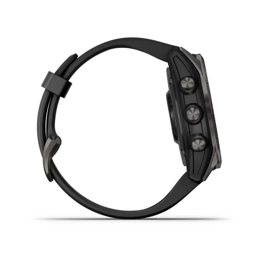 Montres de sport GARMIN | Garmin fenix 7S Sapphire Solar Titane Carbon Gray DLC avec Bracelet silicone Noir | 010-02539-25