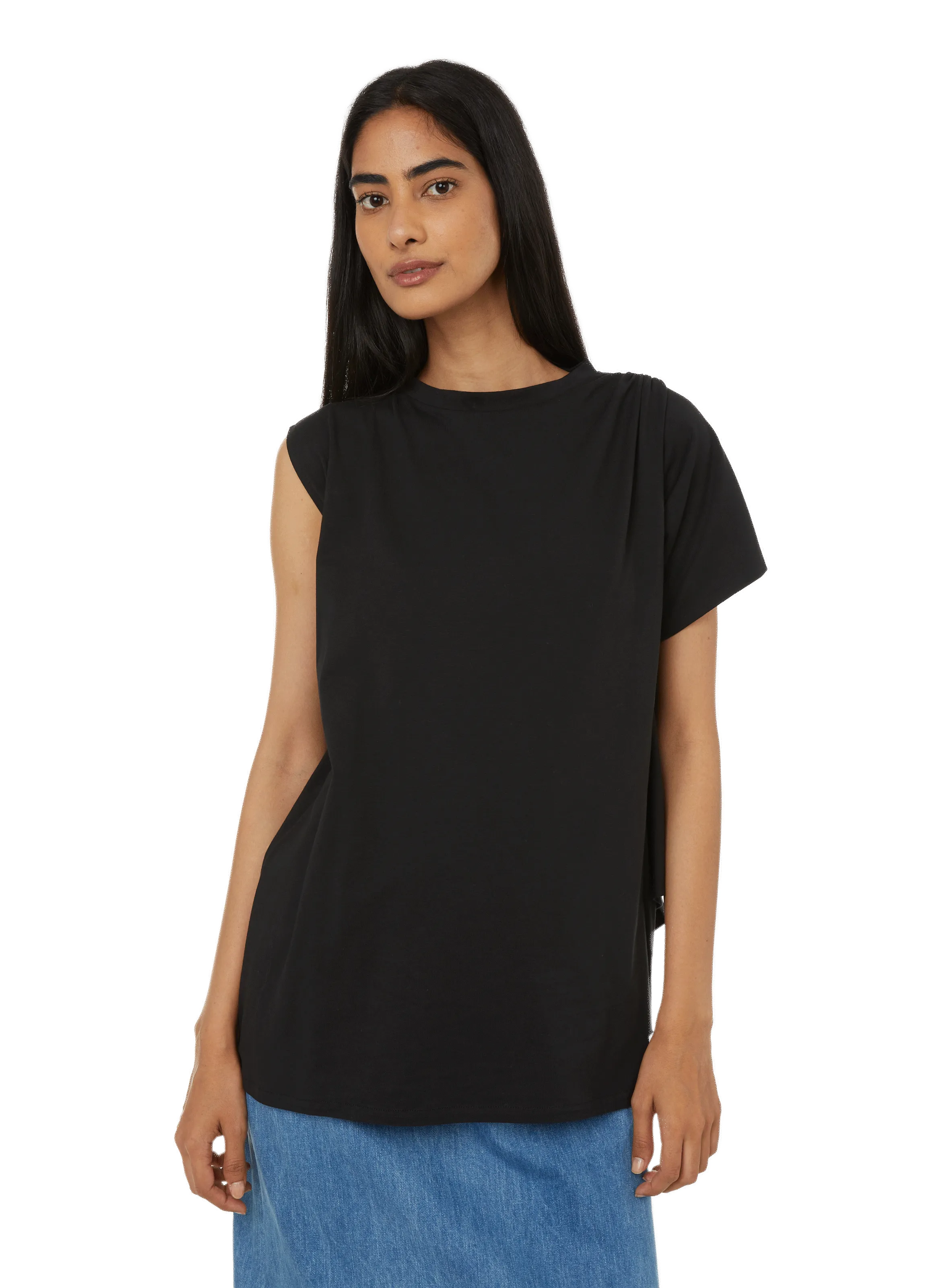 MOSSI  T-shirt asymétrique en coton - Noir