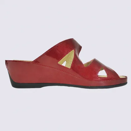 Mules Vital, mules compensées confortables femme en cuir rouge | Igert Chaussures&Maroquinerie