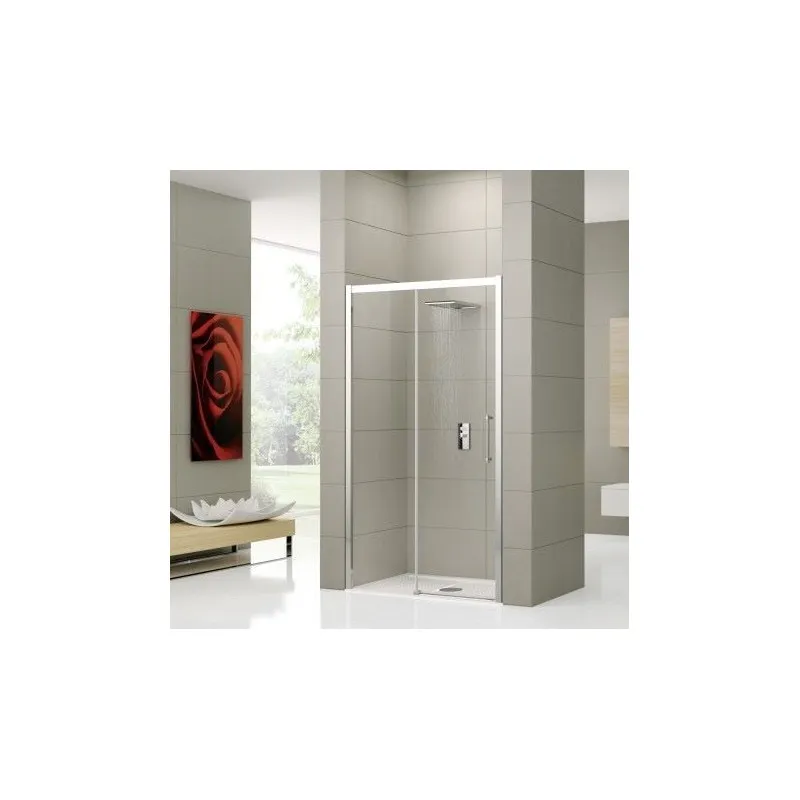 Novellini  rose 2p 156 droit dimension extensible de  156-162 cm vitrage satin  profilé chrome: ROSE2P156D-4K