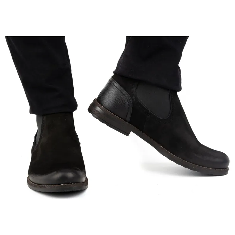 Olivier Bottes à enfiler isolées pour hommes en cuir 925MA noir le noir