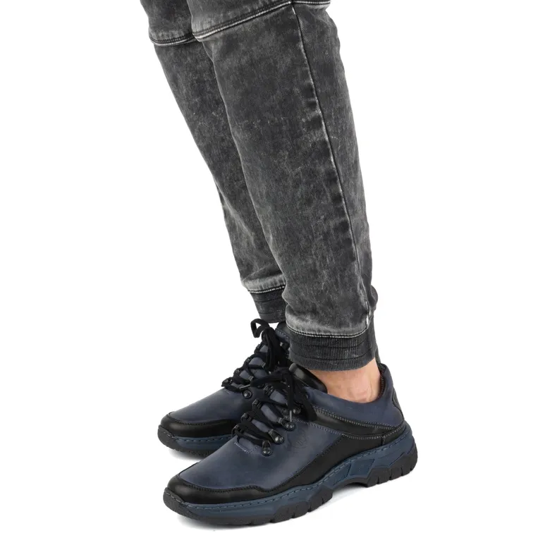 Olivier Chaussures casual cuir homme 842MA bleu marine