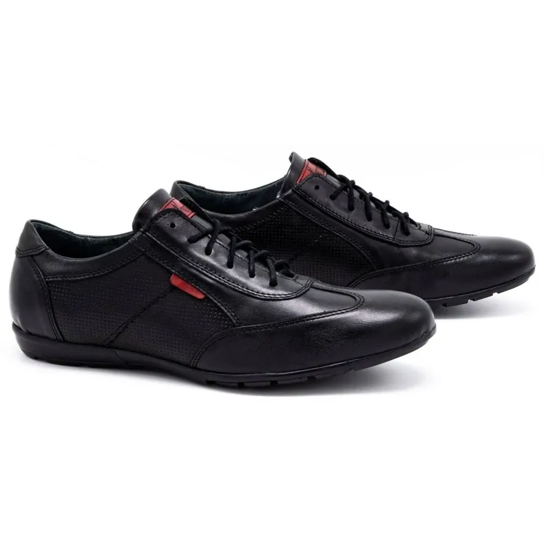 Olivier Chaussures casual en cuir pour hommes 7097DT noir le noir