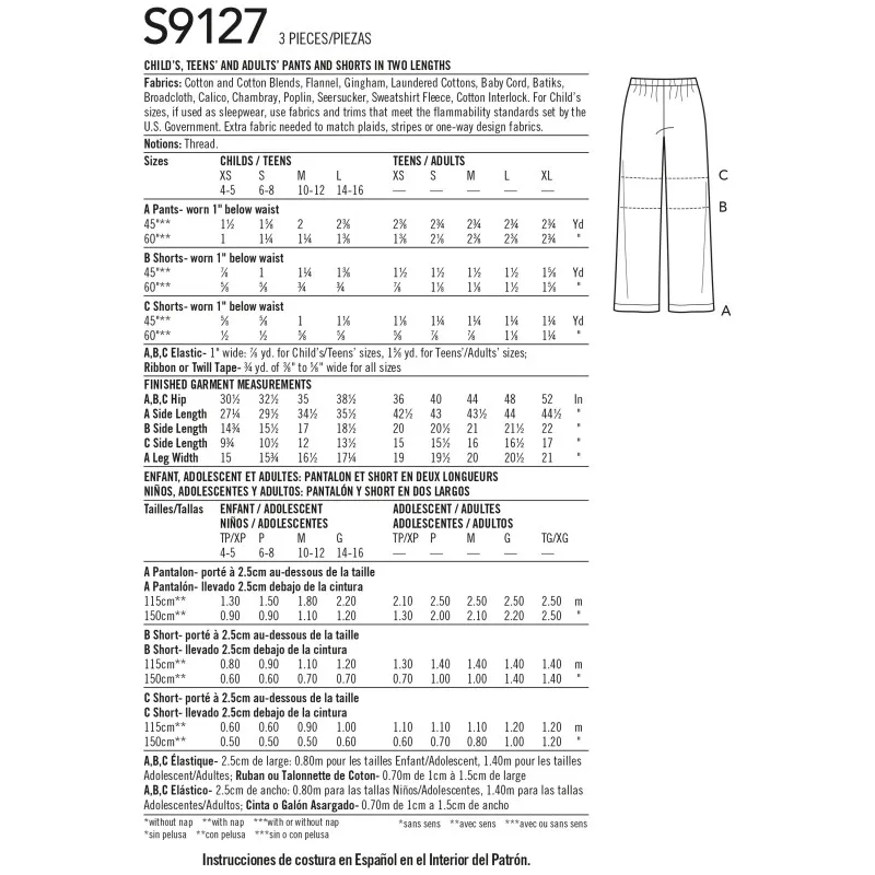 Patron Pantalon d'intérieur Famille - Simplicity n°S9127