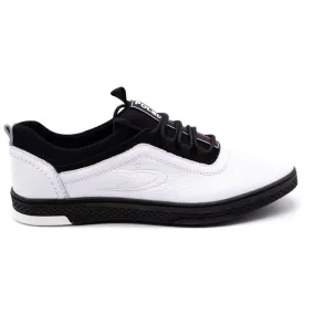 Polbut Chaussures casual en cuir pour hommes K24 blanches avec dessous noir le noir