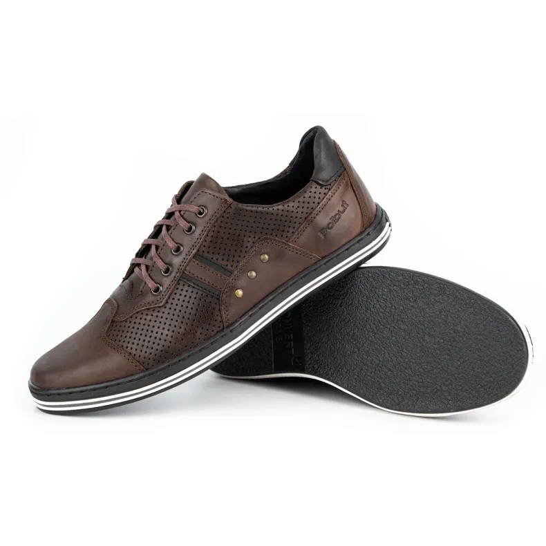 Polbut Chaussures casual homme 1801P marron foncé brun