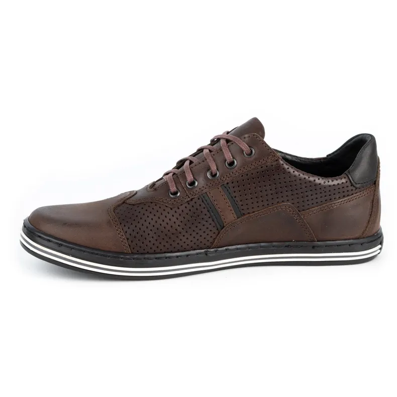 Polbut Chaussures casual homme 1801P marron foncé brun