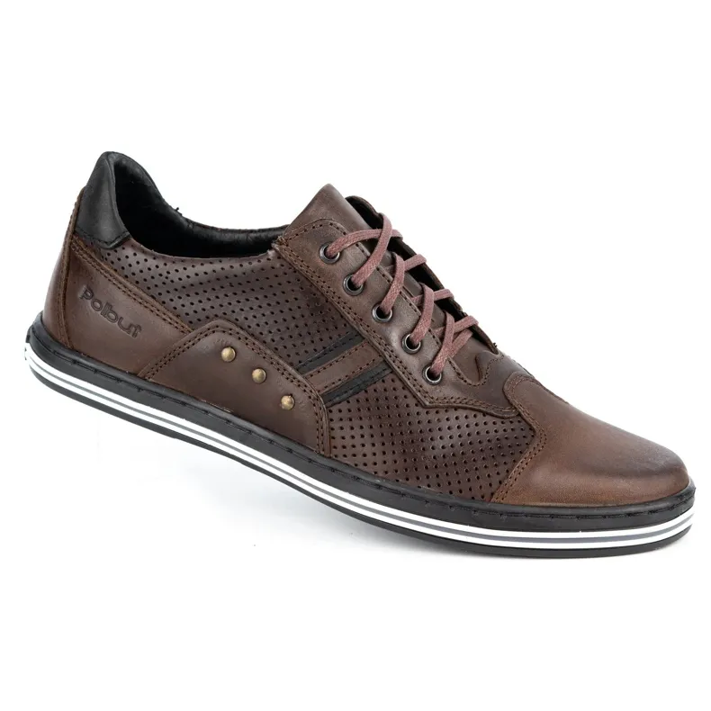 Polbut Chaussures casual homme 1801P marron foncé brun