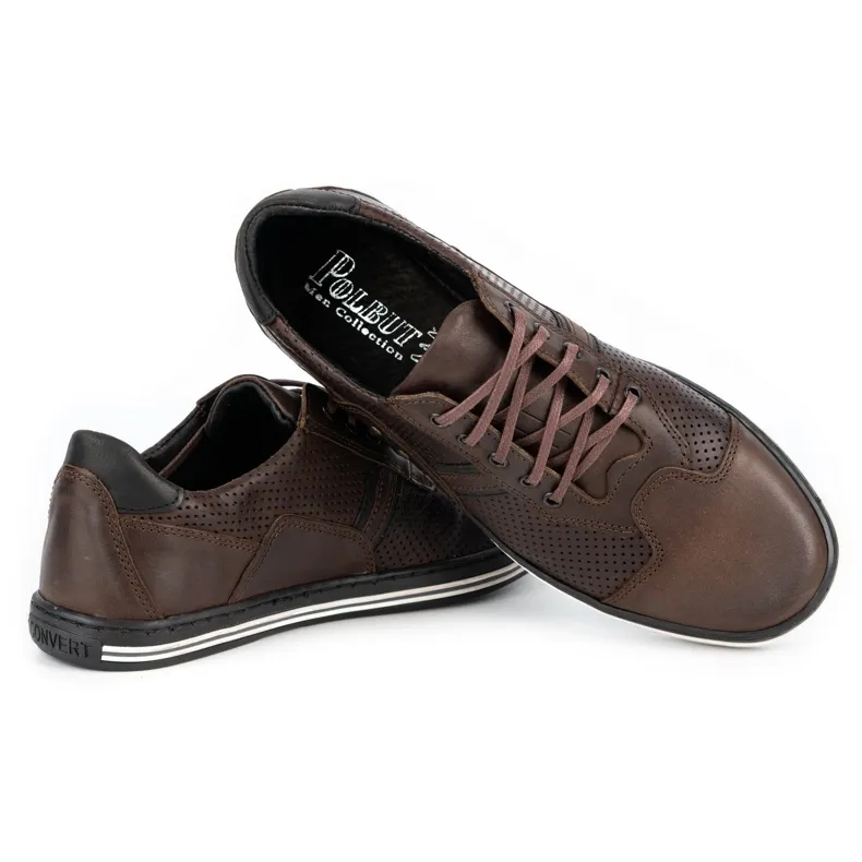 Polbut Chaussures casual homme 1801P marron foncé brun