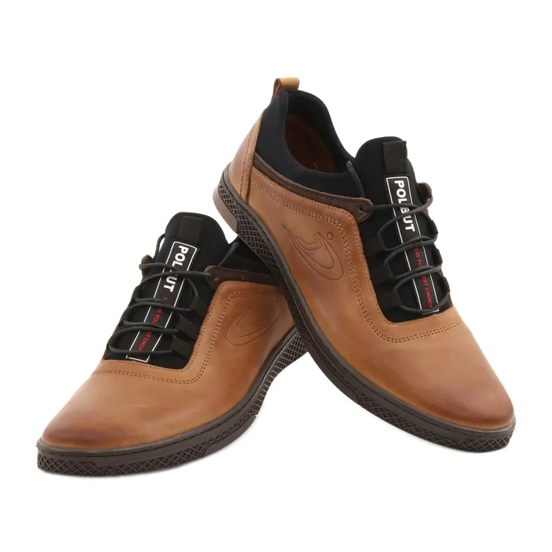 Polbut Chaussures casual homme cuir K24 camel brun