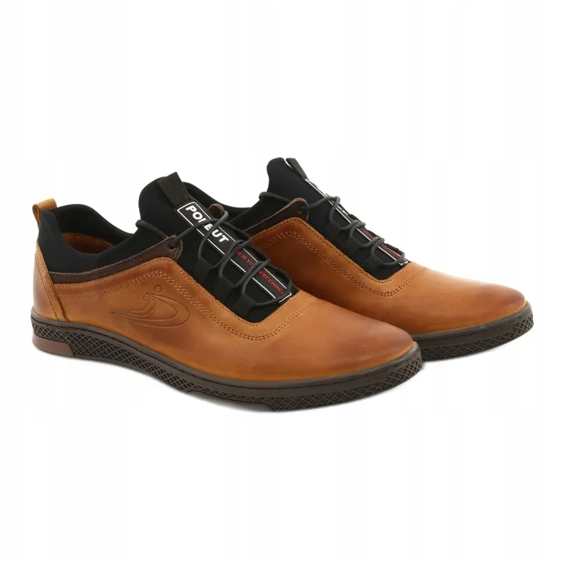 Polbut Chaussures casual homme cuir K24 camel brun