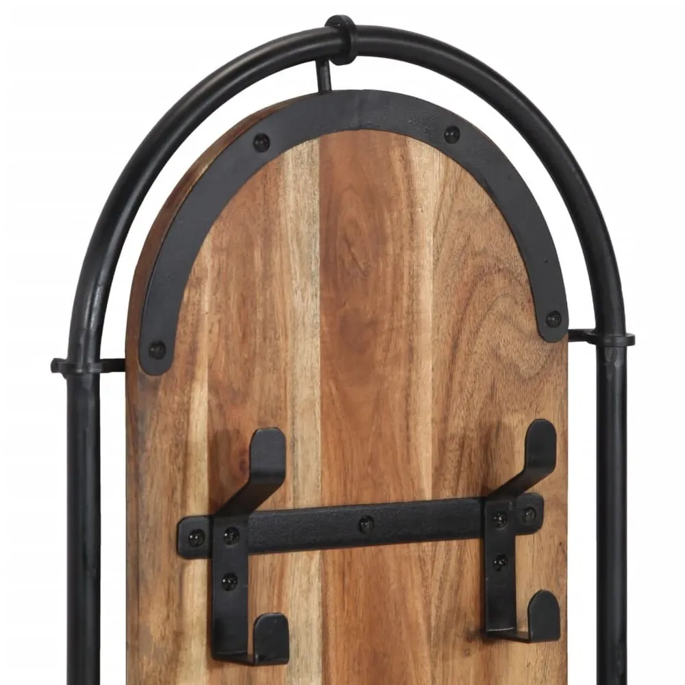 Porte-manteaux muraux et 4 crochets 2 pcs bois massif d'acacia