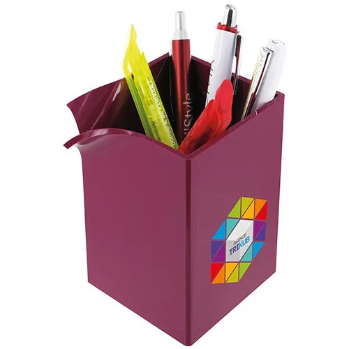 Pot à crayons personnalisé en plastique polystyrène cristal - BEC BOX