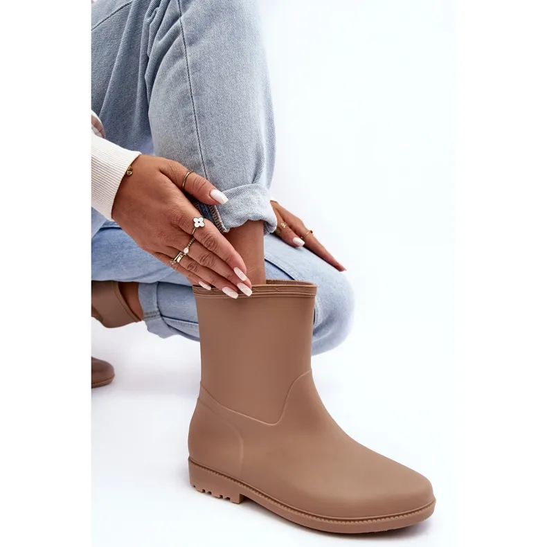 PS1 Bottes Wellington Classiques à Enfiler pour Femme Beige Solihia