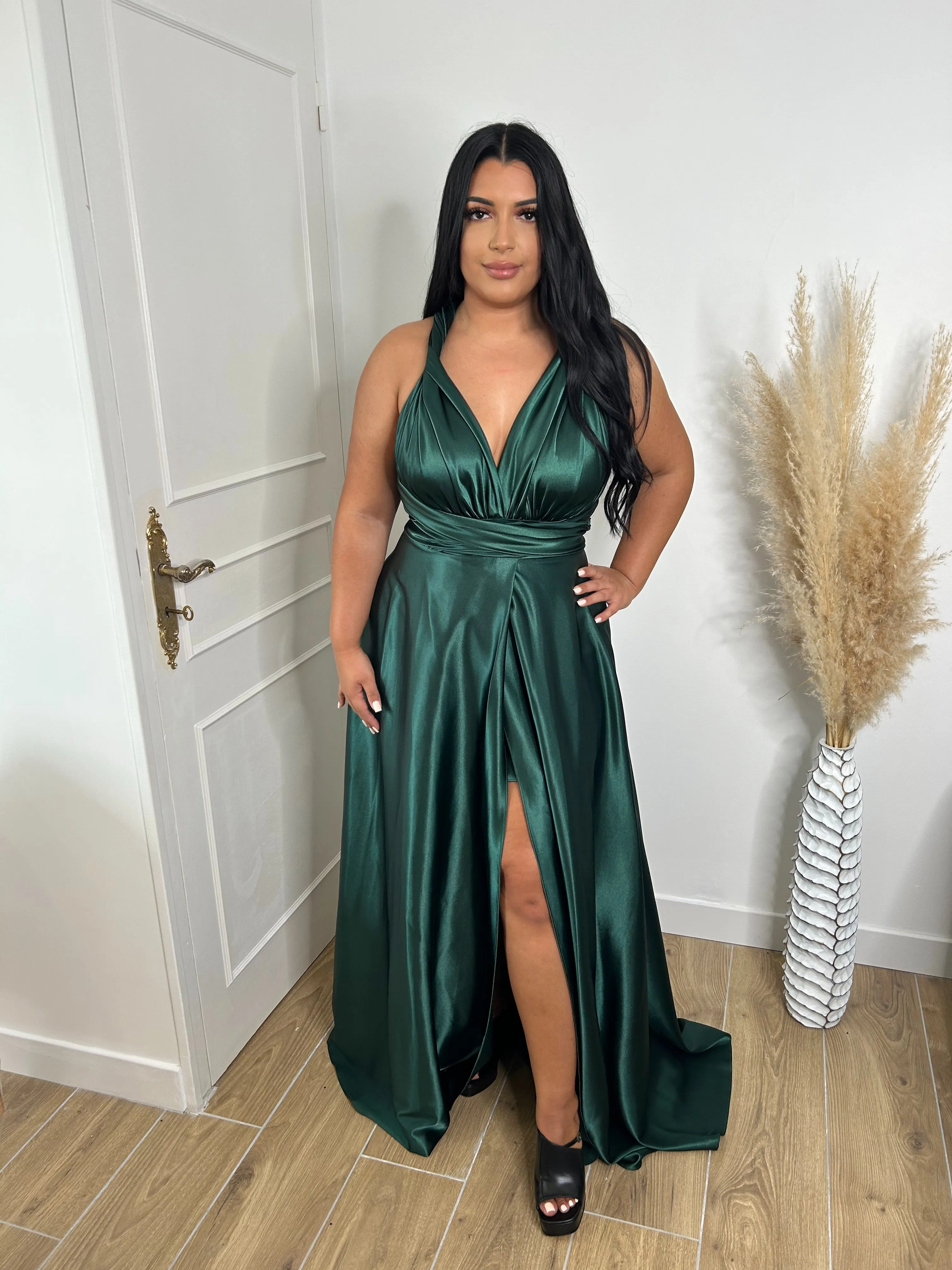 Robe de soirée 2358 vert foncé muti-posititions