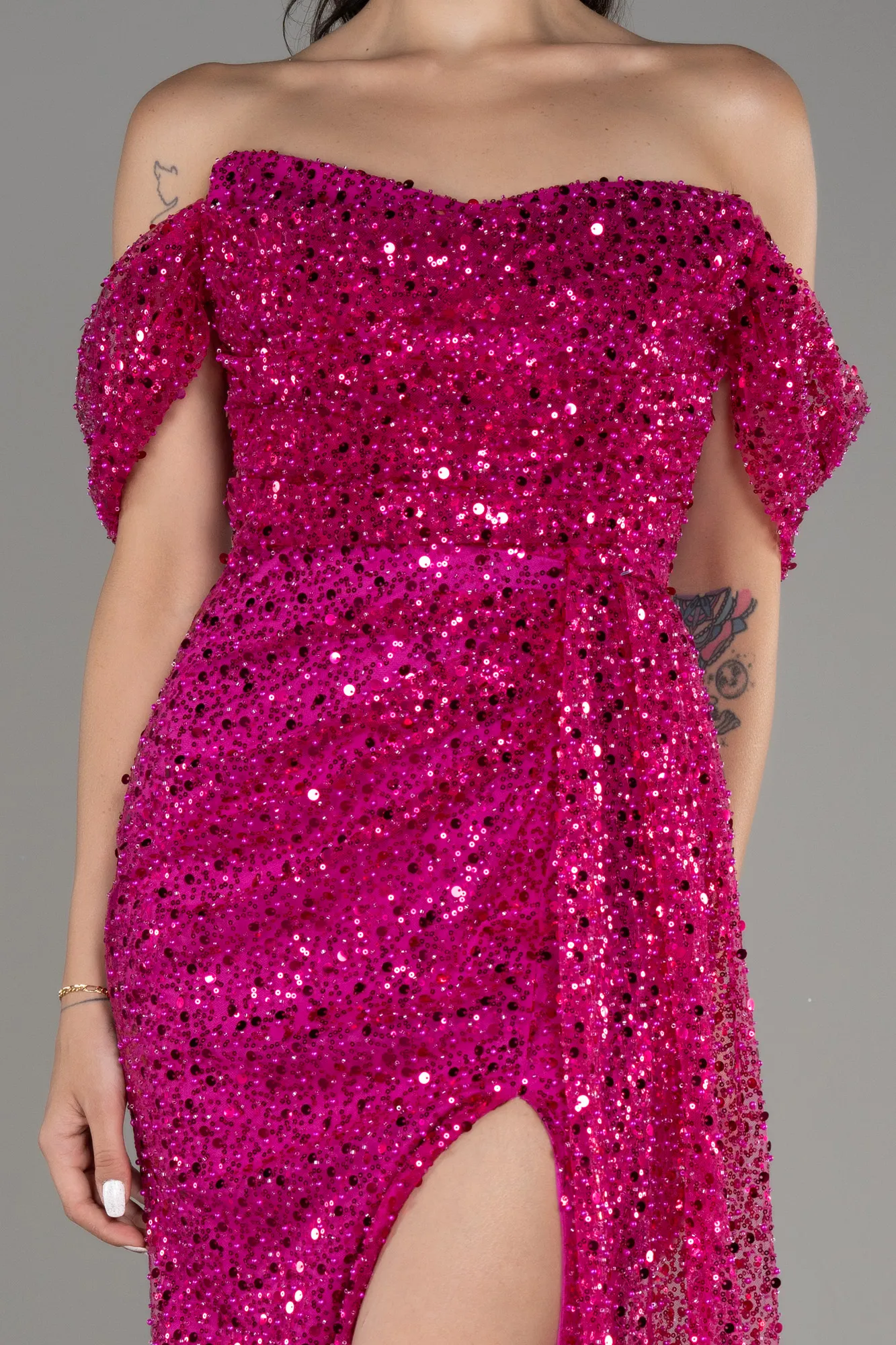 Robe De Soirée Squameuse Longue Pistache vert ABU3577