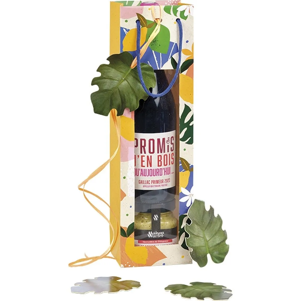 Sac papier 1 bouteille jardin d'agrumes poignées corde bleue par 120