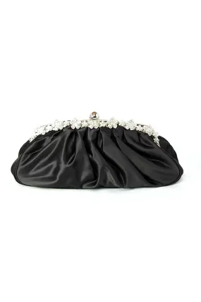 Sac soirée noir A fleurs strass