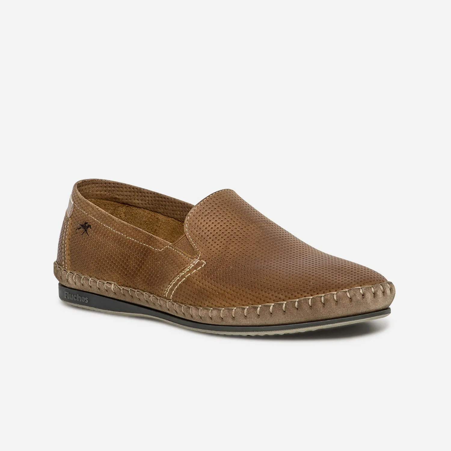 Slip-on FLUCHOS marron en cuir perforé - Mocassins Homme | ERAM