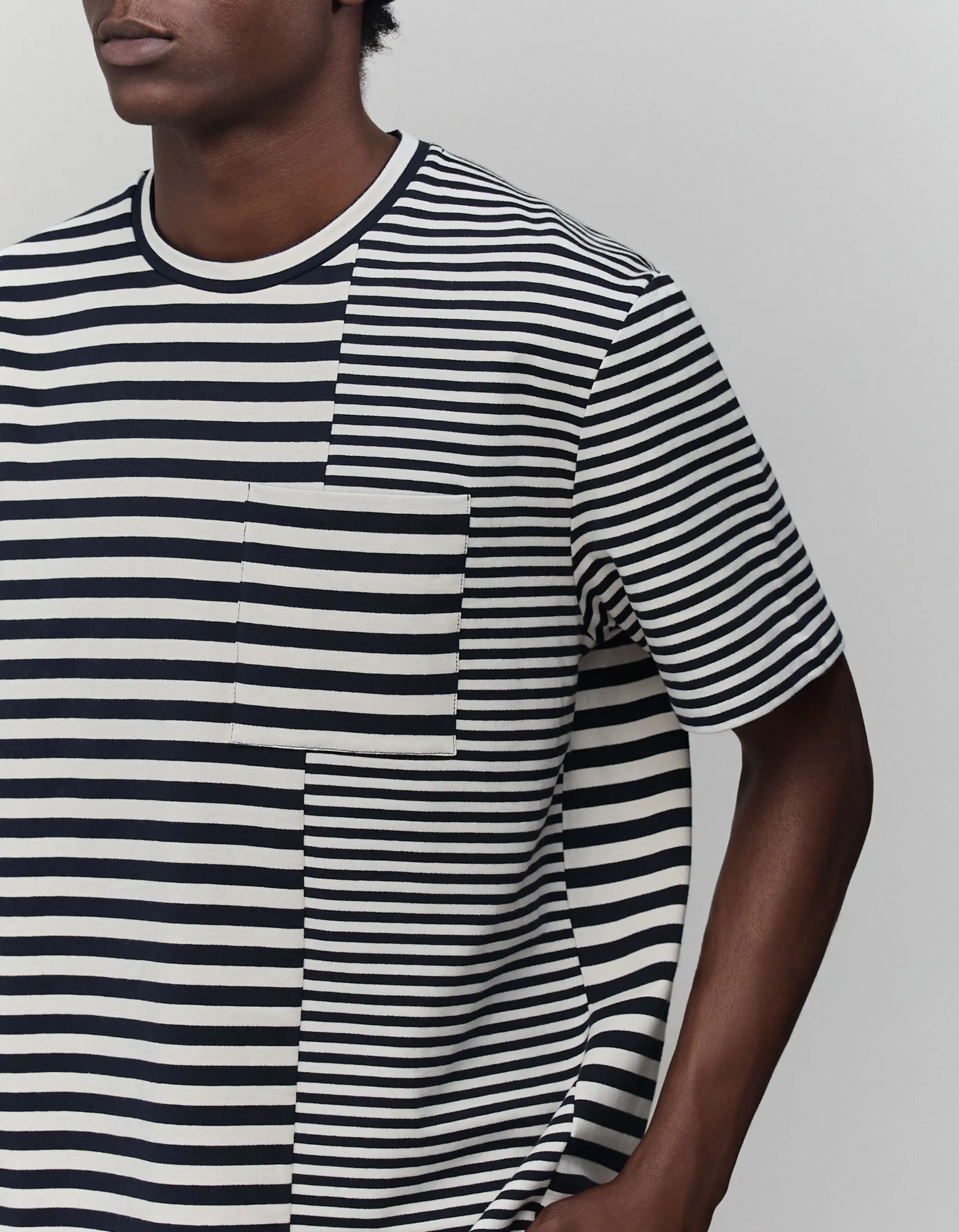 T-shirt marinière blanc cassé rayé marine Homme