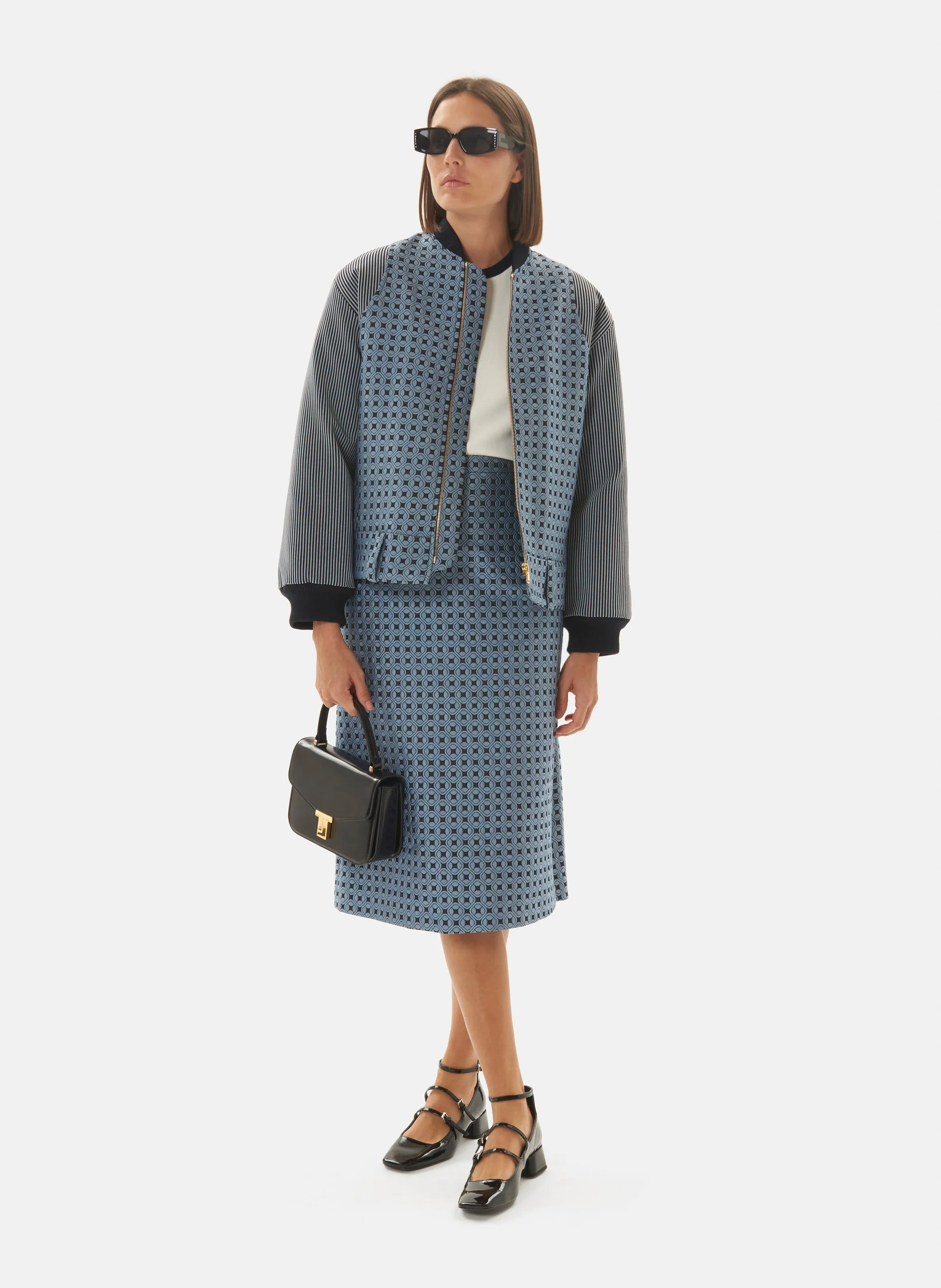 TARA JARMON  Veste droit graphique courte  montant - valeska - Bleu
