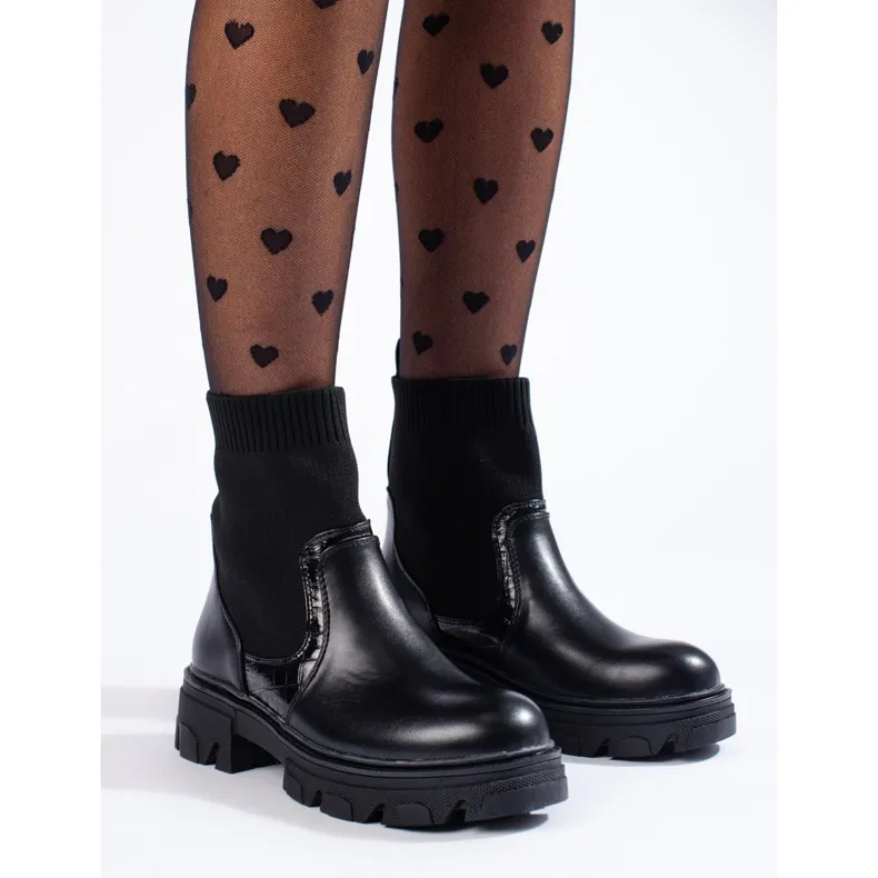 TRENDI Bottes à enfiler le noir