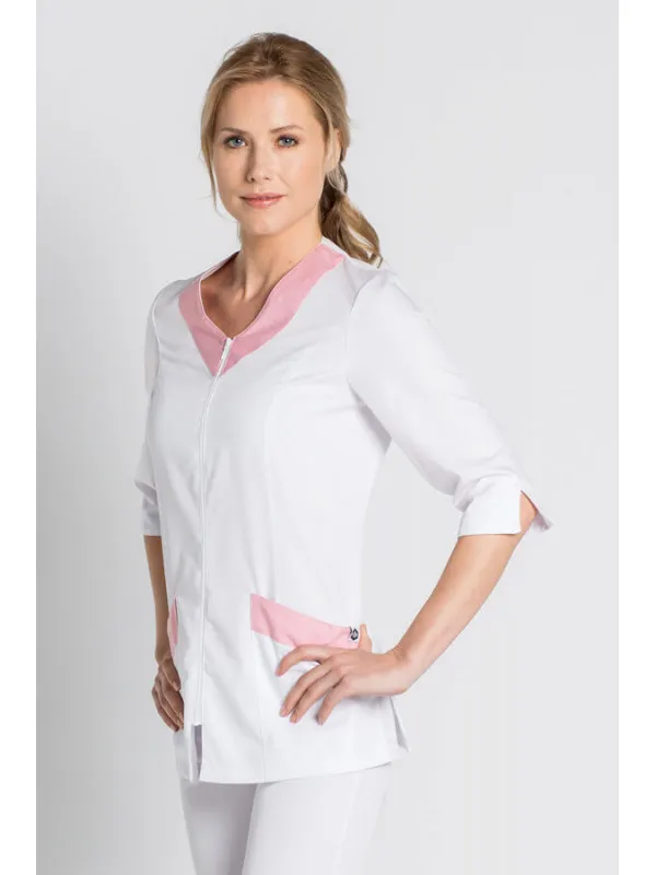 Tunique médicale / Esthétique Femme blanche et rose