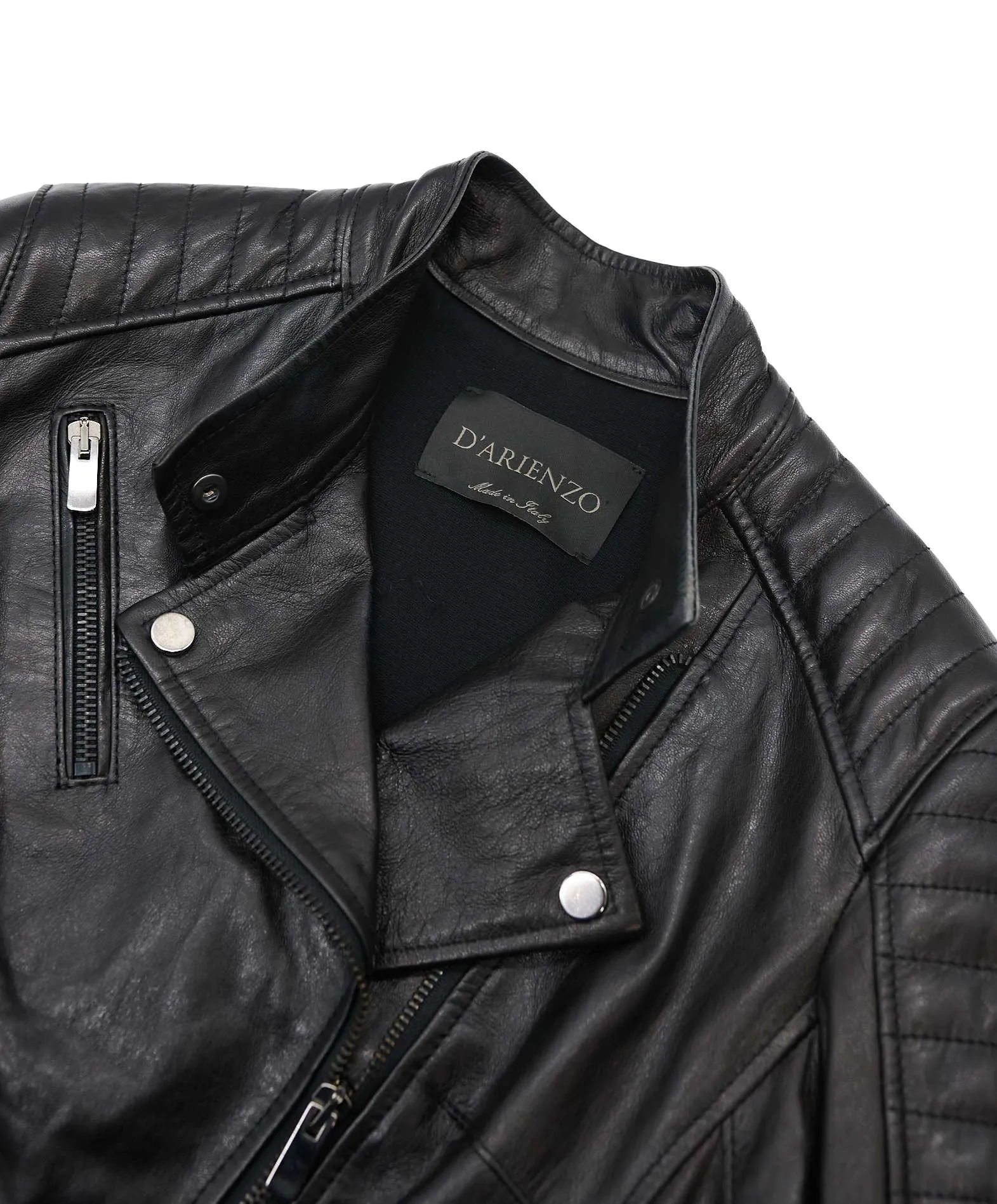 Veste en cuir femme noir matelassée motard blouson