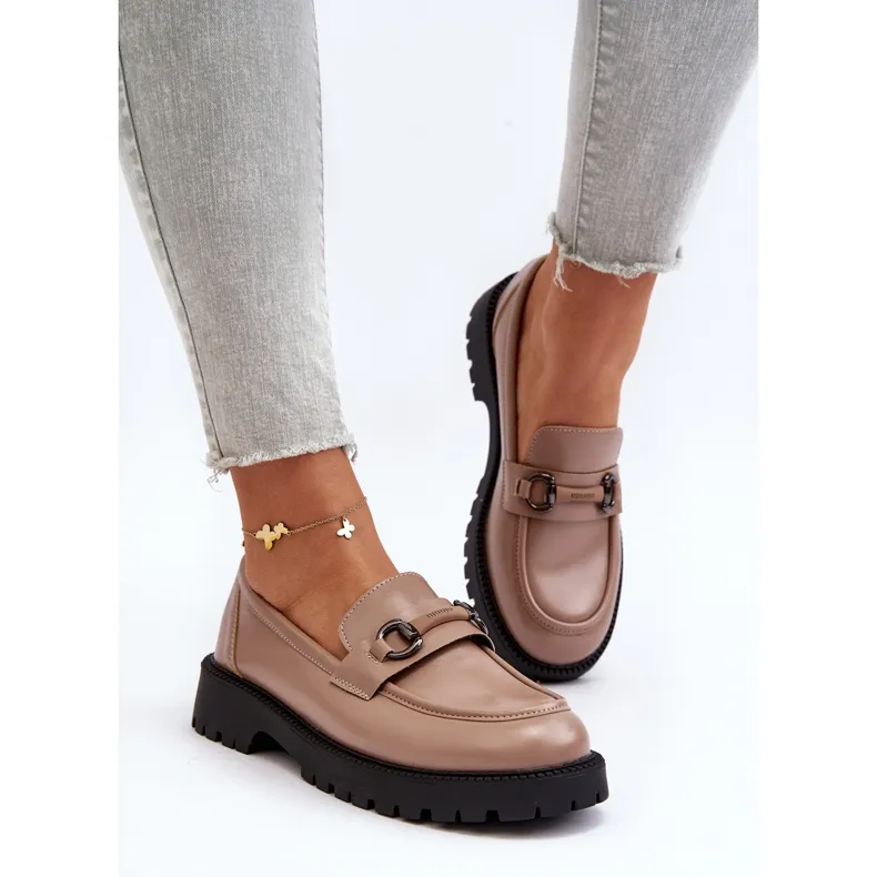 Vinceza Mocassins Femme En Cuir Écologique Beige Ledda